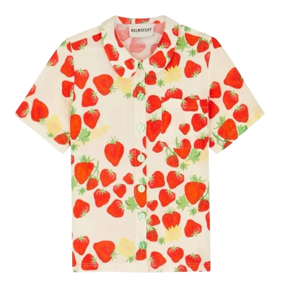 Helmstedt STRAWBERRY-PRINT LINEN-BLEND SHIRT XS
